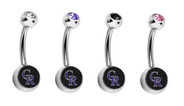 Colorado Rockies Swarovski Crystal Classic Style MLB Belly Ring