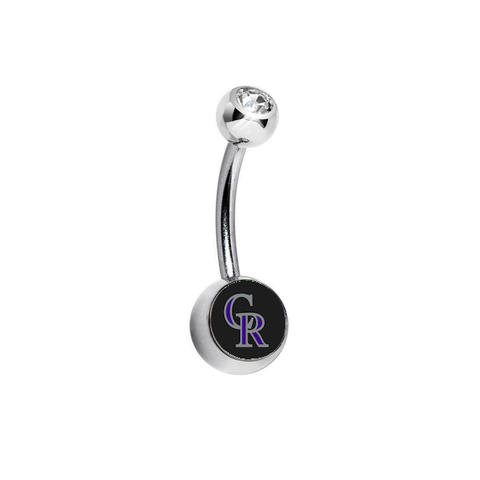 Colorado Rockies Clear Swarovski Crystal Classic Style MLB Belly Ring