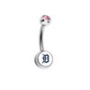 Detroit Tigers Pink Swarovski Crystal Classic Style MLB Belly Ring