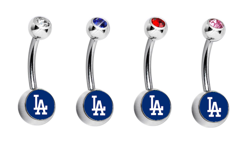 Los Angeles Dodgers Swarovski Crystal Classic Style MLB Belly Ring