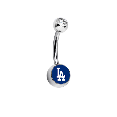 Los Angeles Dodgers Clear Swarovski Crystal Classic Style MLB Belly Ring