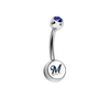 Milwaukee Brewers Blue Swarovski Crystal Classic Style MLB Belly Ring