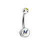 Milwaukee Brewers Gold Swarovski Crystal Classic Style MLB Belly Ring