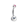 Milwaukee Brewers Pink Swarovski Crystal Classic Style MLB Belly Ring