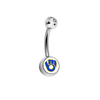 Milwaukee Brewers Retro Clear Swarovski Crystal Classic Style MLB Belly Ring