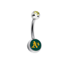 Oakland Athletics Gold Swarovski Crystal Classic Style MLB Belly Ring