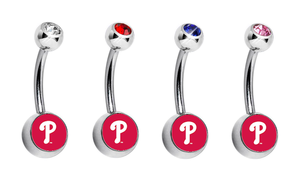 Philadelphia Phillies Swarovski Crystal Classic Style MLB Belly Ring