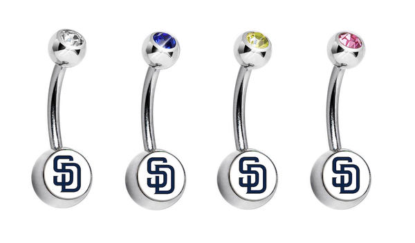 San Diego Padres Swarovski Crystal Classic Style MLB Belly Ring