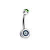 Seattle Mariners Green Swarovski Crystal Classic Style MLB Belly Ring