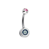Seattle Mariners Pink Swarovski Crystal Classic Style MLB Belly Ring