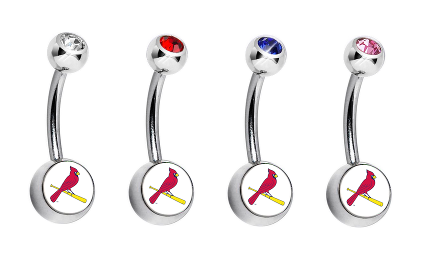 St Louis Cardinals Style 2 Swarovski Crystal Classic Style MLB Belly Ring