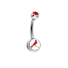 St Louis Cardinals Style 2 Red Swarovski Crystal Classic Style MLB Belly Ring