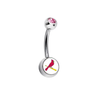 St Louis Cardinals Style 2 Pink Swarovski Crystal Classic Style MLB Belly Ring