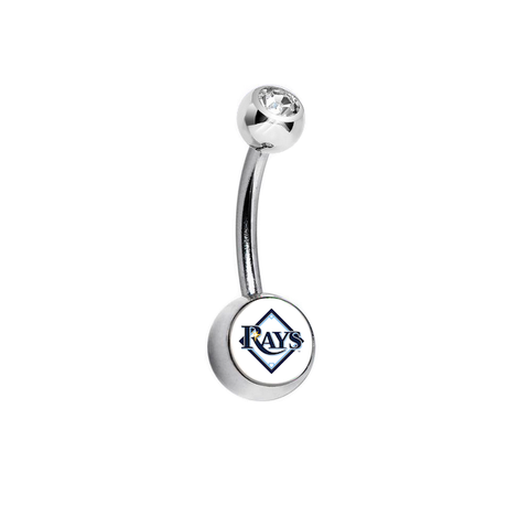 Tampa Bay Rays Clear Swarovski Crystal Classic Style MLB Belly Ring