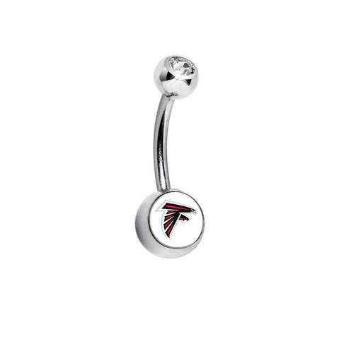 Atlanta Falcons Clear Swarovski Crystal Classic Style NFL Belly Ring