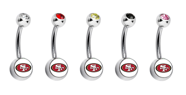 San Francisco 49ers Swarovski Crystal Classic Style NFL Belly Ring
