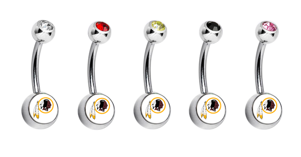 Washington Redskins Swarovski Crystal Classic Style NFL Belly Ring