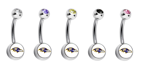 Baltimore Ravens Swarovski Crystal Classic Style NFL Belly Ring