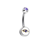 Baltimore Ravens Purple Swarovski Crystal Classic Style NFL Belly Ring