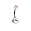 Baltimore Ravens Pink Swarovski Crystal Classic Style NFL Belly Ring