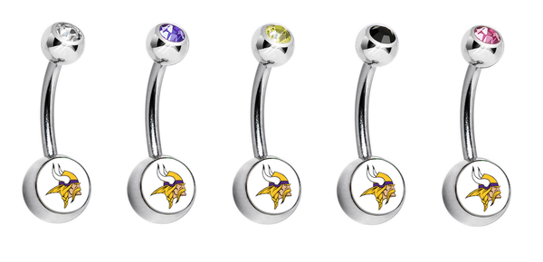 Minnesota Vikings Swarovski Crystal Classic Style NFL Belly Ring