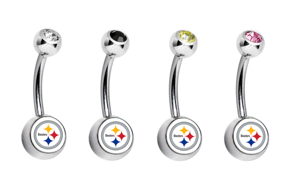 Pittsburgh Steelers Swarovski Crystal Classic Style NFL Belly Ring