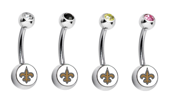 New Orleans Saints Swarovski Crystal Classic Style NFL Belly Ring