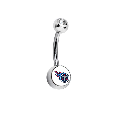Tennessee Titans Clear Swarovski Crystal Classic Style NFL Belly Ring
