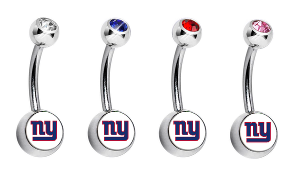 New York Giants Swarovski Crystal Classic Style NFL Belly Ring