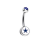 Dallas Cowboys Blue Swarovski Crystal Classic Style NFL Belly Ring