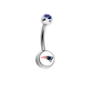 New England Patriots Blue Swarovski Crystal Classic Style NFL Belly Ring