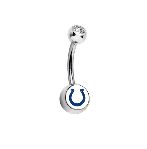 Indianapolis Colts Clear Swarovski Crystal Classic Style NFL Belly Ring