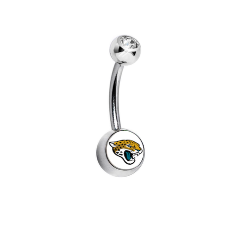 Jacksonville Jaguars Clear Swarovski Crystal Classic Style NFL Belly Ring