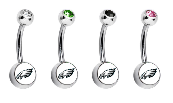 Philadelphia Eagles Swarovski Crystal Classic Style NFL Belly Ring