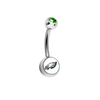 Philadelphia Eagles Green Swarovski Crystal Classic Style NFL Belly Ring