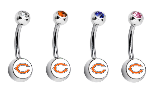 Chicago Bears Swarovski Crystal Classic Style NFL Belly Ring