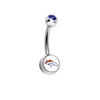 Denver Broncos Blue Swarovski Crystal Classic Style NFL Belly Ring