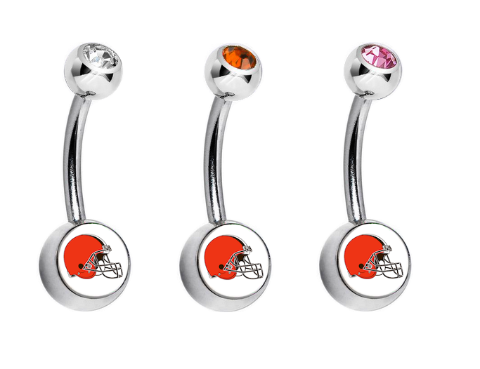 Cleveland Browns Swarovski Crystal Classic Style NFL Belly Ring