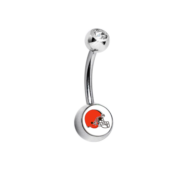 Cleveland Browns Clear Swarovski Crystal Classic Style NFL Belly Ring