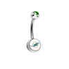 Miami Dolphins Green Swarovski Crystal Classic Style NFL Belly Ring