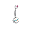 Miami Dolphins Pink Swarovski Crystal Classic Style NFL Belly Ring