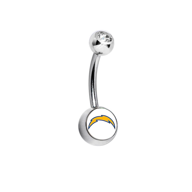 Los Angeles Chargers Clear Swarovski Crystal Classic Style NFL Belly Ring