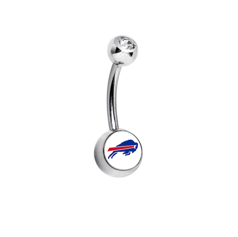 Buffalo Bills CLear Swarovski Crystal Classic Style NFL Belly Ring