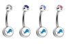 Detroit Lions Swarovski Crystal Classic Style NFL Belly Ring