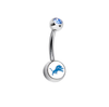 Detroit Lions Light Blue Swarovski Crystal Classic Style NFL Belly Ring