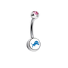 Detroit Lions Pink Swarovski Crystal Classic Style NFL Belly Ring