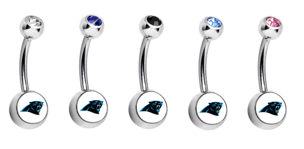 Carolina Panthers Swarovski Crystal Classic Style NFL Belly Ring