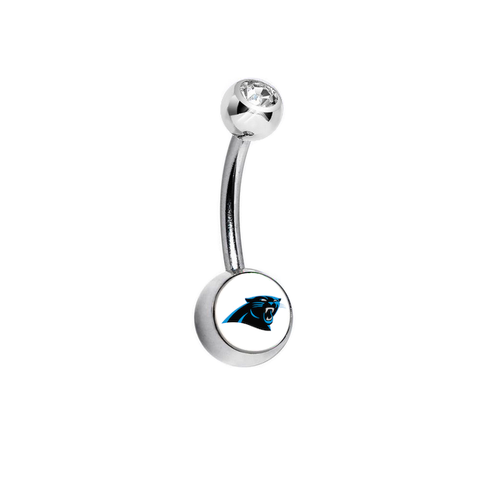 Carolina Panthers Clear Swarovski Crystal Classic Style NFL Belly Ring