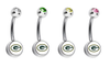 Green Bay Packers Swarovski Crystal Classic Style NFL Belly Ring