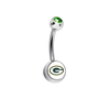 Green Bay Packers Green Swarovski Crystal Classic Style NFL Belly Ring